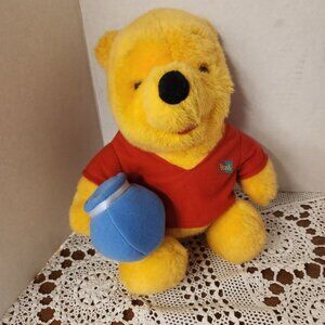 Disney Winnie the Pooh Plush Bear with Red Shirt and Blue Honey Pot Stuffed Toy